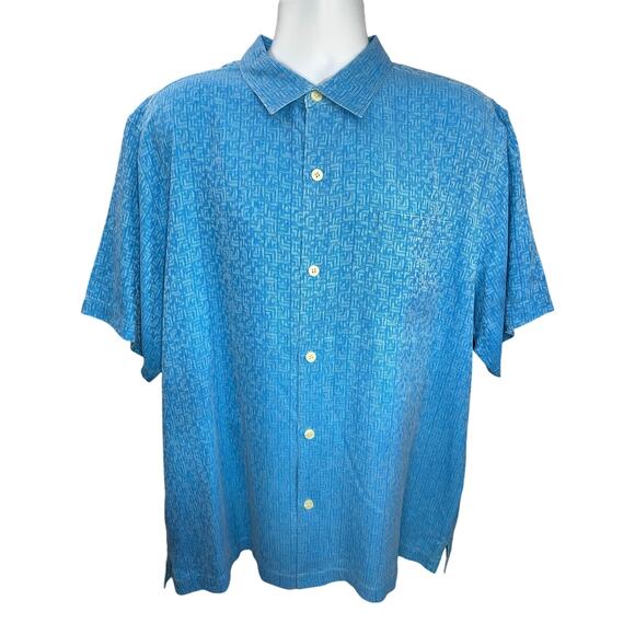Tommy Bahama XL – Button-Up Shirt – Blue – Short Sleeve – 100% Silk - Picture 1 of 8